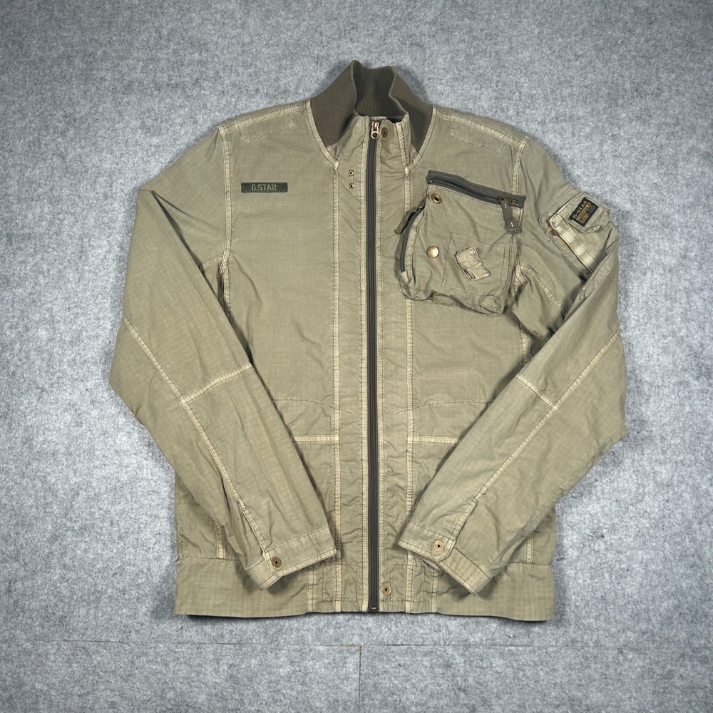G-Star Raw Jacket Mens Large Olive Green CM HDD Overshirt Military Utility